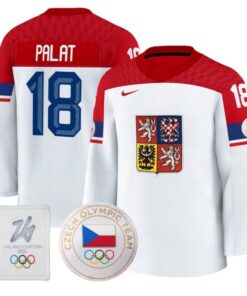 Alternative view of Ondrej Palat Jersey #18 Czechia Olympic 2026 Premium Hockey All Stitched