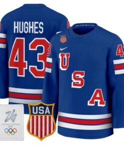 Quinn Hughes Jersey #43 USA Olympic 2026 Premium Hockey All Stitched