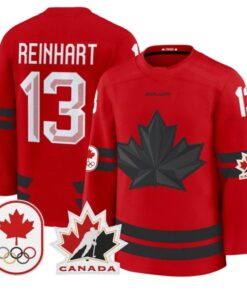 Alternative view of Sam Reinhart Jersey #13 Canada Olympic 2026 Premium Hockey All Stitched