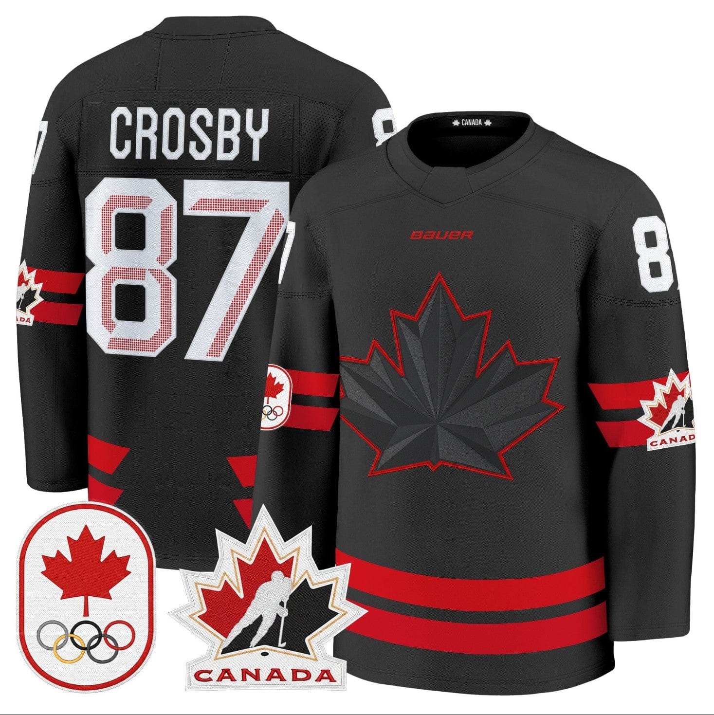 Sidney Crosby Jersey 87 Canada Olympic Premium Hockey Stitched Black