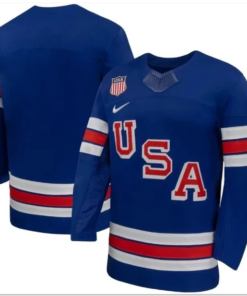 Team USA Winter Olympics 2026 Hockey Premium Jersey Blue Blank All STITCHED