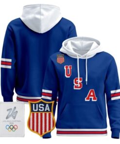 Team Blank USA Olympic 2026 Premium Hockey Pullover Hoodie Stitched