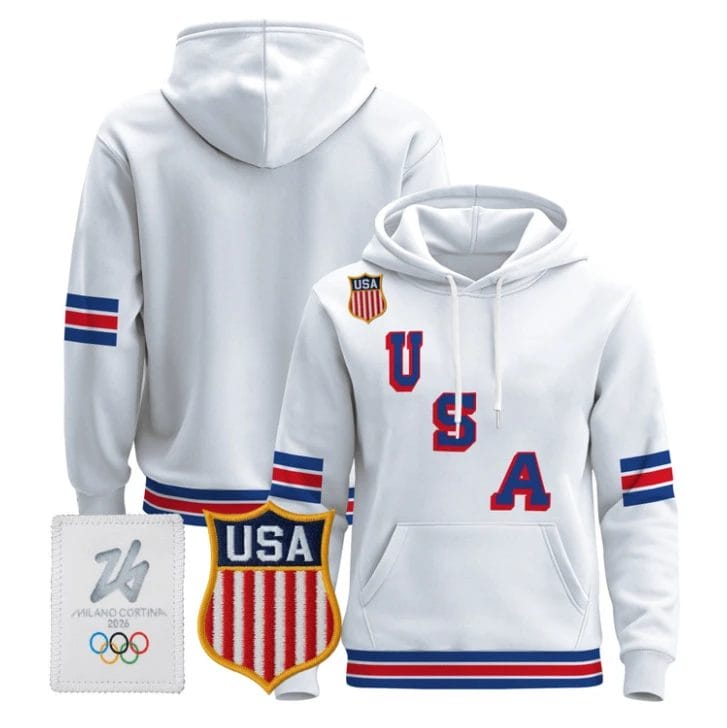 Team Blank USA Olympic 2026 Premium Hockey Pullover Hoodie Stitched - Image 2
