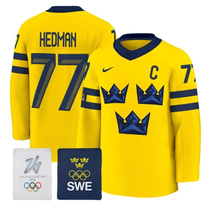 Victor Hedman Jersey 77 Sweden Olympic 2026 Premium Hockey All Stitched Gold