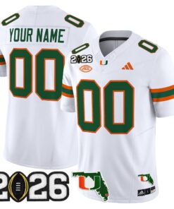 Miami Hurricanes 2026 CFP Final & Florida Patch Vapor Limited Custom Jersey - Stitched 13 Miami Hurricanes 2026 CFP Final & Florida Patch Vapor Limited Custom Jersey - Stitched by Digigearus