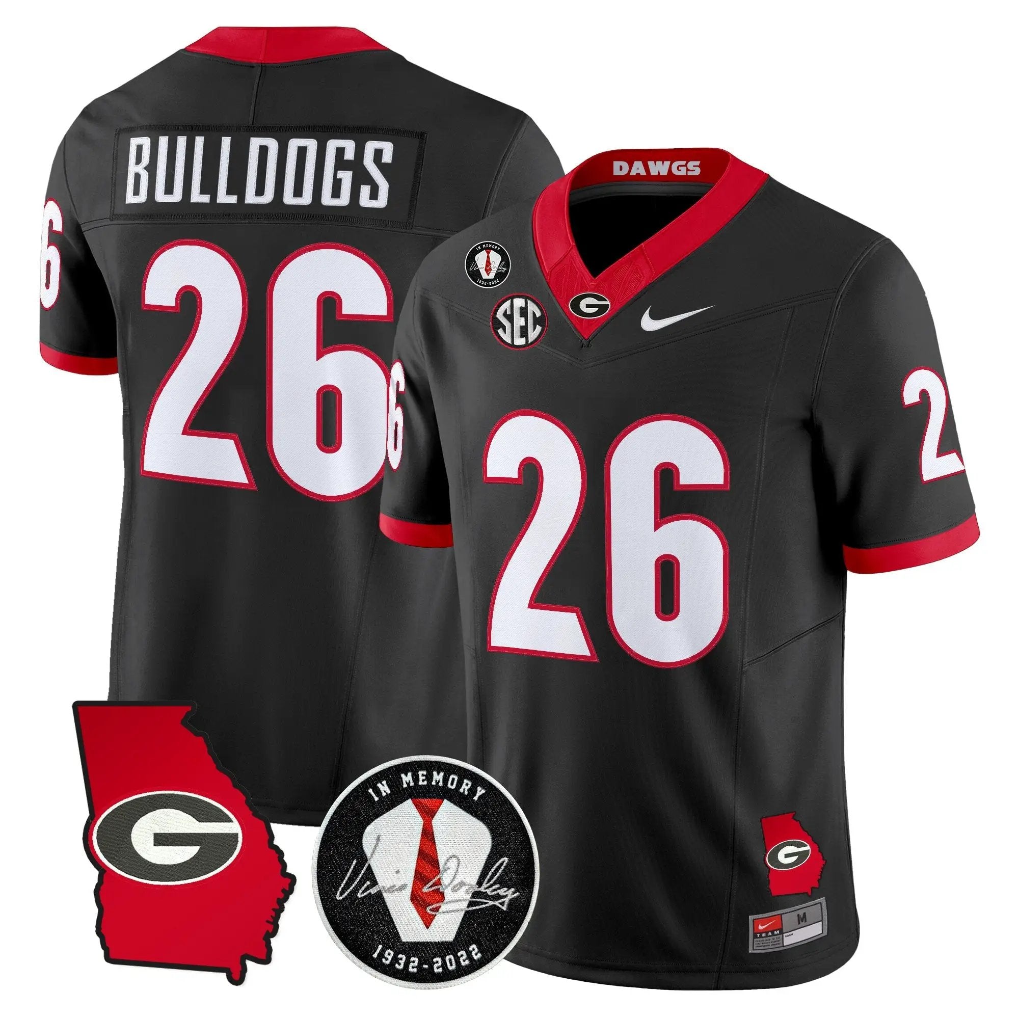Men Georgia Bulldogs 2026 Georgia Map & Vince Dooley Patch Vapor Limited Jersey - Stitched 11 Georgia Bulldogs 2026 Georgia Map & Vince Dooley Patch Vapor Limited Jersey - Stitched by Digigearus