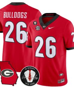 Men Georgia Bulldogs 2026 Georgia Map & Vince Dooley Patch Vapor Limited Jersey - Stitched 58 Georgia Bulldogs 2026 Georgia Map & Vince Dooley Patch Vapor Limited Jersey - Stitched by Digigearus