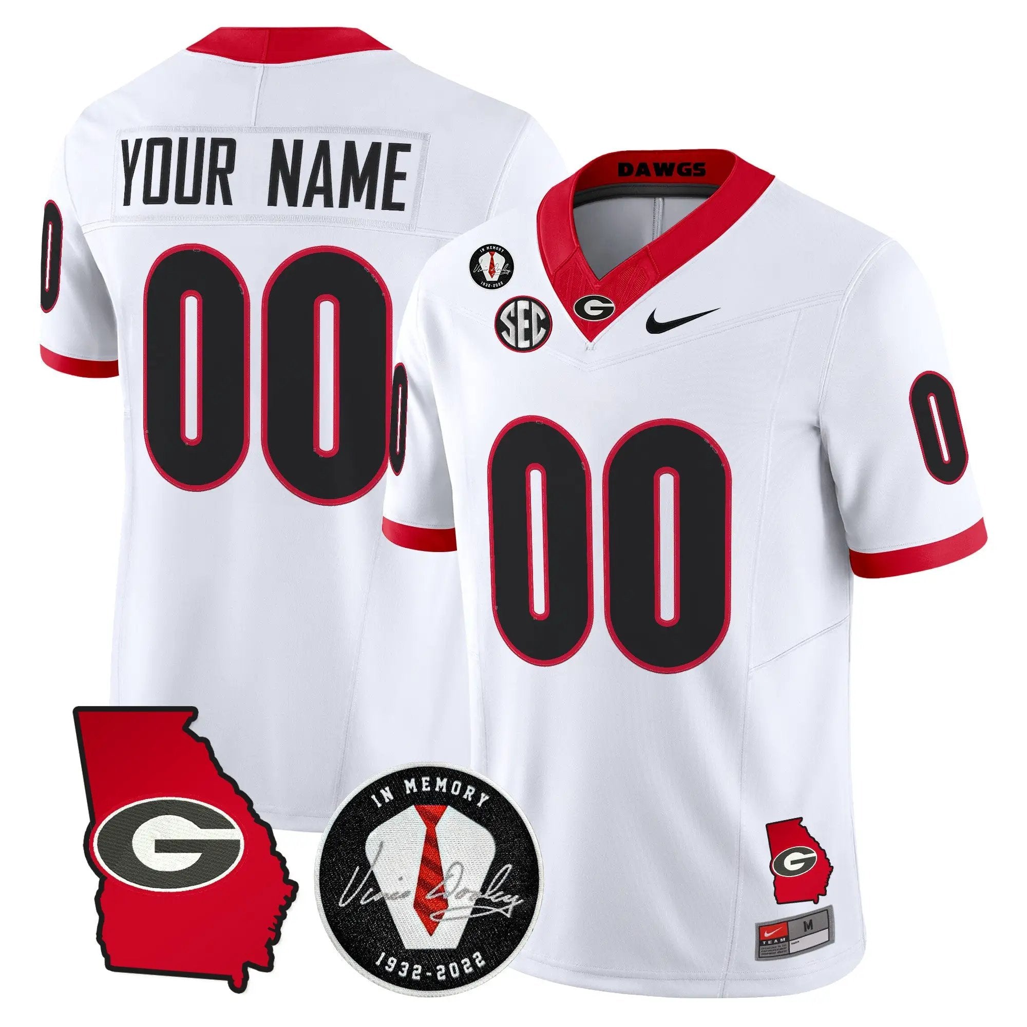 Georgia Bulldogs 2026 Georgia Map & Vince Dooley Patch Vapor Limited Custom Jersey - Stitched 3 Georgia Bulldogs 2026 Georgia Map & Vince Dooley Patch Vapor Limited Custom Jersey - Stitched by Digigearus