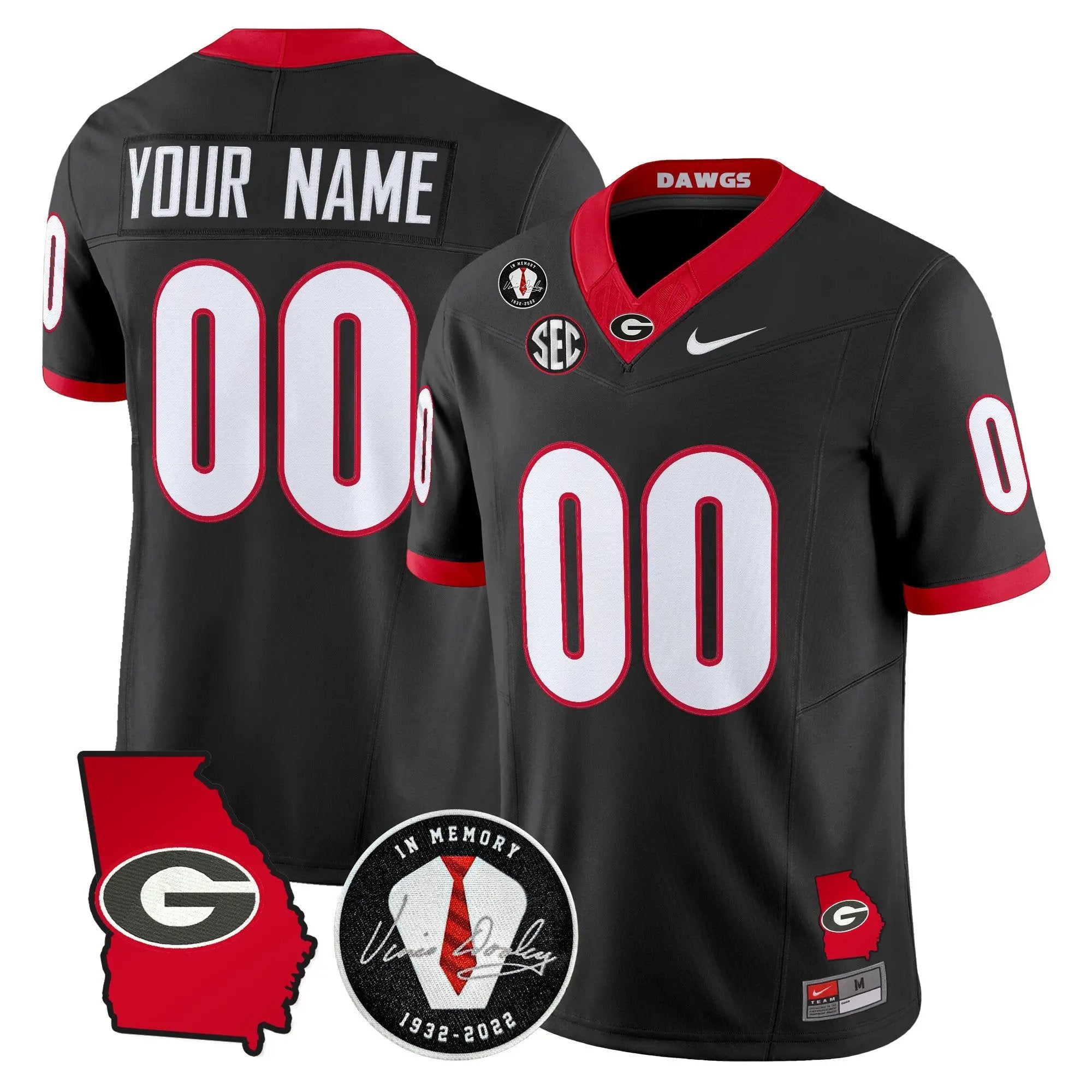 Georgia Bulldogs 2026 Georgia Map & Vince Dooley Patch Vapor Limited Custom Jersey - Stitched 1 Georgia Bulldogs 2026 Georgia Map & Vince Dooley Patch Vapor Limited Custom Jersey - Stitched by Digigearus