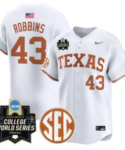 Aiden Robbins Jersey #43 Texas Longhorns 2026 World Series Stitched by My Store