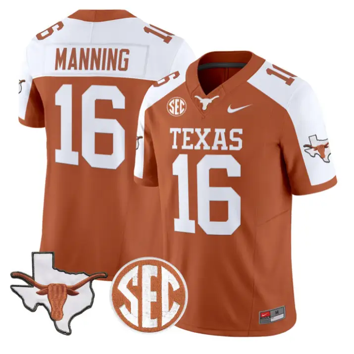 Arch Manning Jersey #16 Texas Longhorns 2026 SEC Patch Stitched 3 Arch Manning Jersey #16 Texas Longhorns 2026 SEC Patch Stitched by My Store NCAA Football Jerseys
