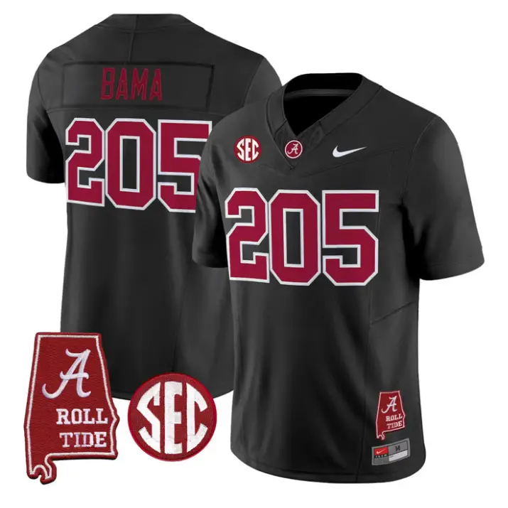 Bama Jersey #205 Alabama Crimson 2026 SEC Patch Stitched 2 Bama Jersey #205 Alabama Crimson 2026 SEC Patch Stitched by My Store NCAA Football Jerseys