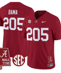 Bama Jersey #205 Alabama Crimson 2026 SEC Patch Stitched 9 Bama Jersey #205 Alabama Crimson 2026 SEC Patch Stitched by My Store NCAA Football Jerseys