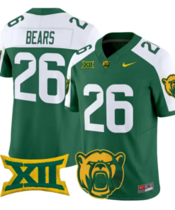 Bears Jersey #26 Baylor Bears 2026 Vapor Limited Stitched 10 Bears Jersey #26 Baylor Bears 2026 Vapor Limited Stitched by My Store NCAA Football Jerseys