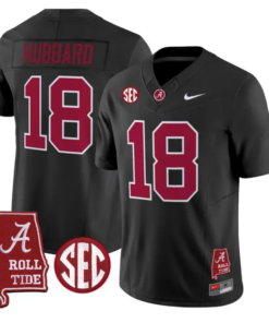 Bray Hubbard Jersey #18 Alabama Crimson 2026 SEC Patch Stitched by My Store NCAA Football Jerseys