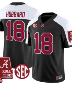 Bray Hubbard Jersey #18 Alabama Crimson 2026 SEC Patch Stitched by My Store NCAA Football Jerseys