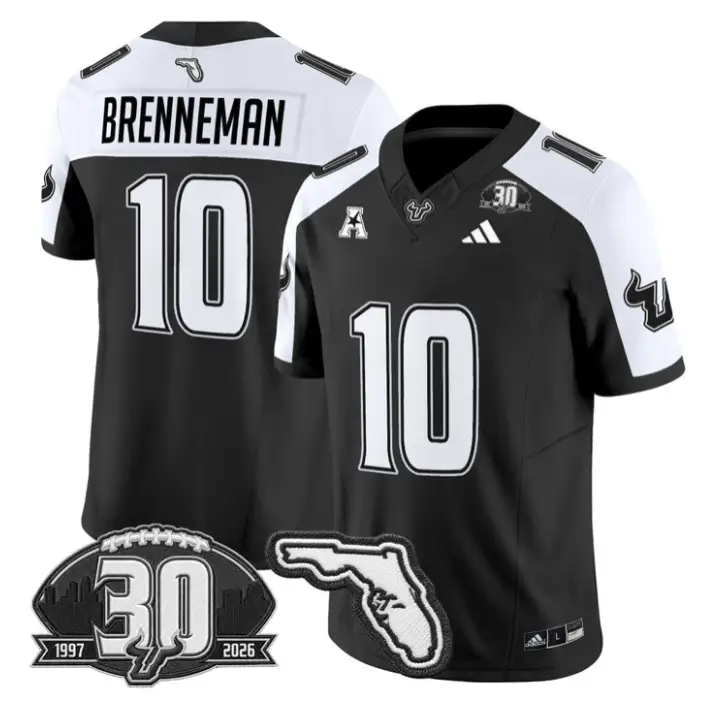 Brody Brenneman Jersey #10 South Florida Bulls 30th Patch Stitched 1 Brody Brenneman Jersey #10 South Florida Bulls 30th Patch Stitched by My Store NCAA Football Jerseys
