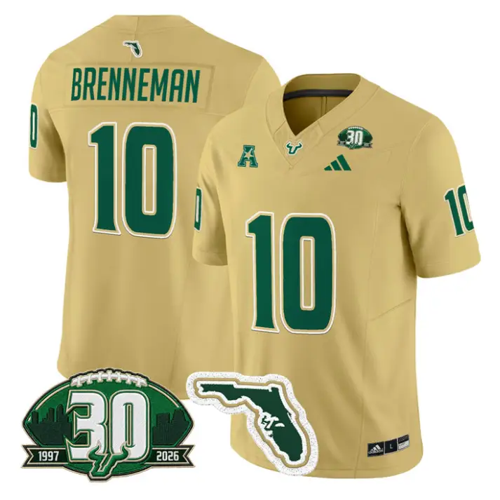 Brody Brenneman Jersey #10 South Florida Bulls 30th Patch Stitched 3 Brody Brenneman Jersey #10 South Florida Bulls 30th Patch Stitched by My Store NCAA Football Jerseys