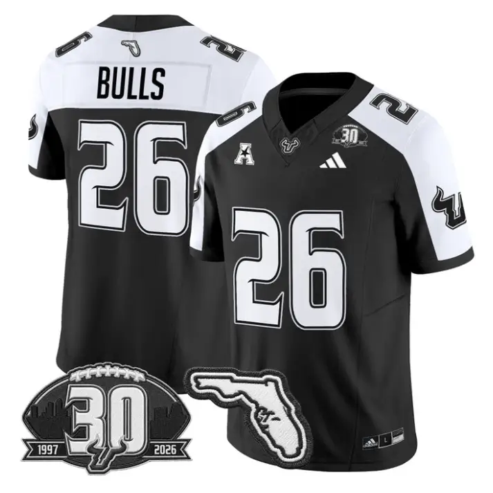 Bulls Jersey #26 South Florida Bulls 30th Patch Limited Stitched 1 Bulls Jersey #26 South Florida Bulls 30th Patch Limited Stitched by My Store NCAA Football Jerseys