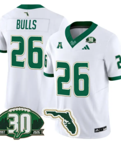 Bulls Jersey #26 South Florida Bulls 30th Patch Limited Stitched 10 Bulls Jersey #26 South Florida Bulls 30th Patch Limited Stitched by My Store NCAA Football Jerseys