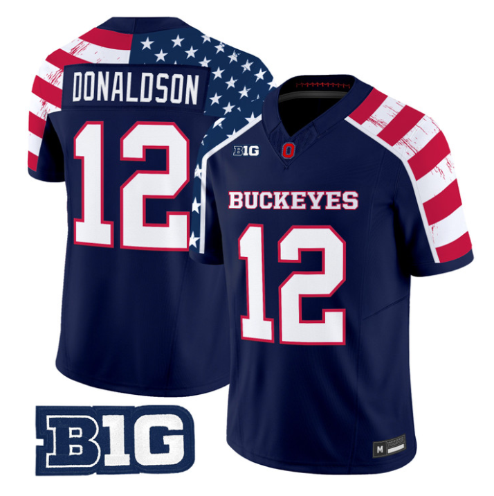 CJ Donaldson Jersey #12 Ohio State America 250 Edition Vapor Limited Stitched 1 Emeka Egbuka Jersey #2 Ohio State America 250 Edition Limited Stitched by My Store NCAA Football Jerseys