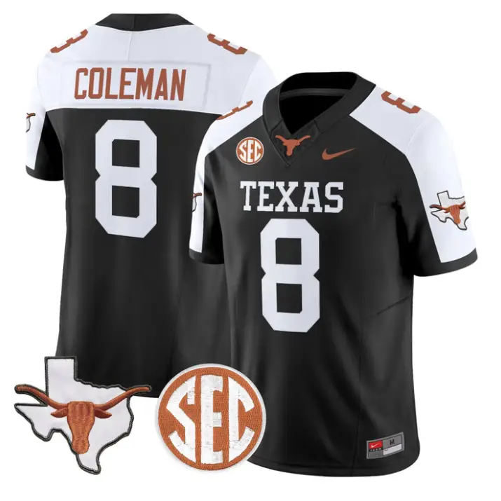 Cam Coleman Jersey #8 Texas Longhorns 2026 SEC Patch Stitched 1 Cam Coleman Jersey #8 Texas Longhorns 2026 SEC Patch Stitched by My Store NCAA Football Jerseys