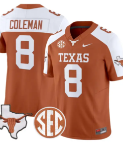 Cam Coleman Jersey #8 Texas Longhorns 2026 SEC Patch Stitched 8 Cam Coleman Jersey #8 Texas Longhorns 2026 SEC Patch Stitched by My Store NCAA Football Jerseys