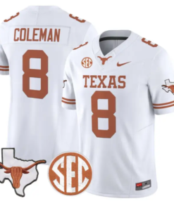 Cam Coleman Jersey #8 Texas Longhorns 2026 SEC Patch Stitched 10 Cam Coleman Jersey #8 Texas Longhorns 2026 SEC Patch Stitched by My Store NCAA Football Jerseys
