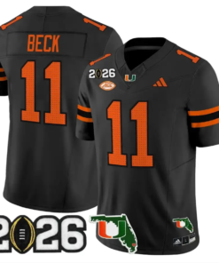 Carson Beck Jersey #11 Miami Hurricanes 2026 CFP Final Patch Stitched by My Store NCAA Football Jerseys
