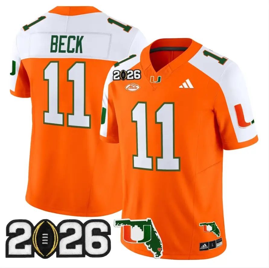 Carson Beck Jersey #11 Miami Hurricanes 2026 CFP Final Patch Stitched by My Store NCAA Football Jerseys