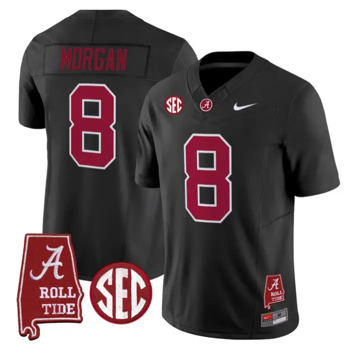 Cederian Morgan Jersey #12 Alabama Crimson 2026 SEC Patch Stitched 2 Cederian Morgan Jersey #12 Alabama Crimson 2026 SEC Patch Stitched by My Store NCAA Football Jerseys