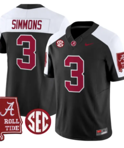 Cedrick Simmons Jersey #3 Alabama Crimson 2026 SEC Patch Stitched by My Store NCAA Football Jerseys