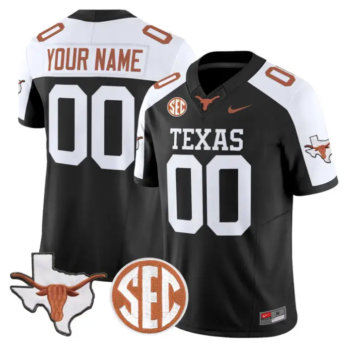 Custom Texas Longhorns Jersey 2026 Map and SEC Patch Stitched 1 Custom Texas Longhorns Jersey 2026 Map and SEC Patch Stitched by My Store NCAA Football Jerseys