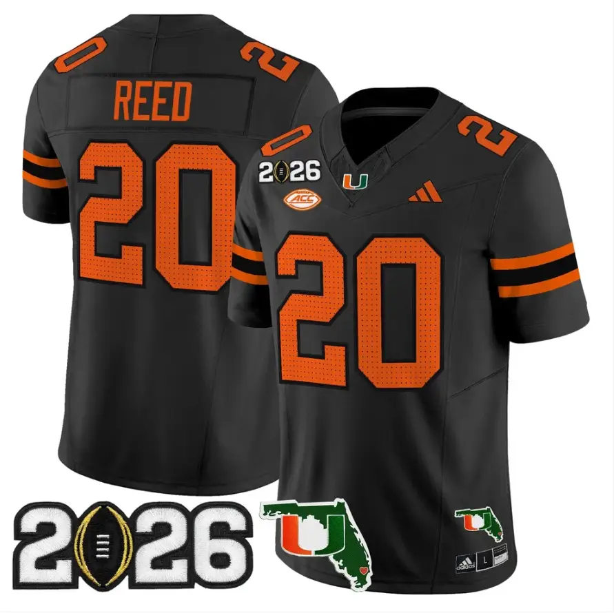 Ed Reed Jersey #20 Miami Hurricanes 2026 CFP Final Patch Stitched by My Store NCAA Football Jerseys