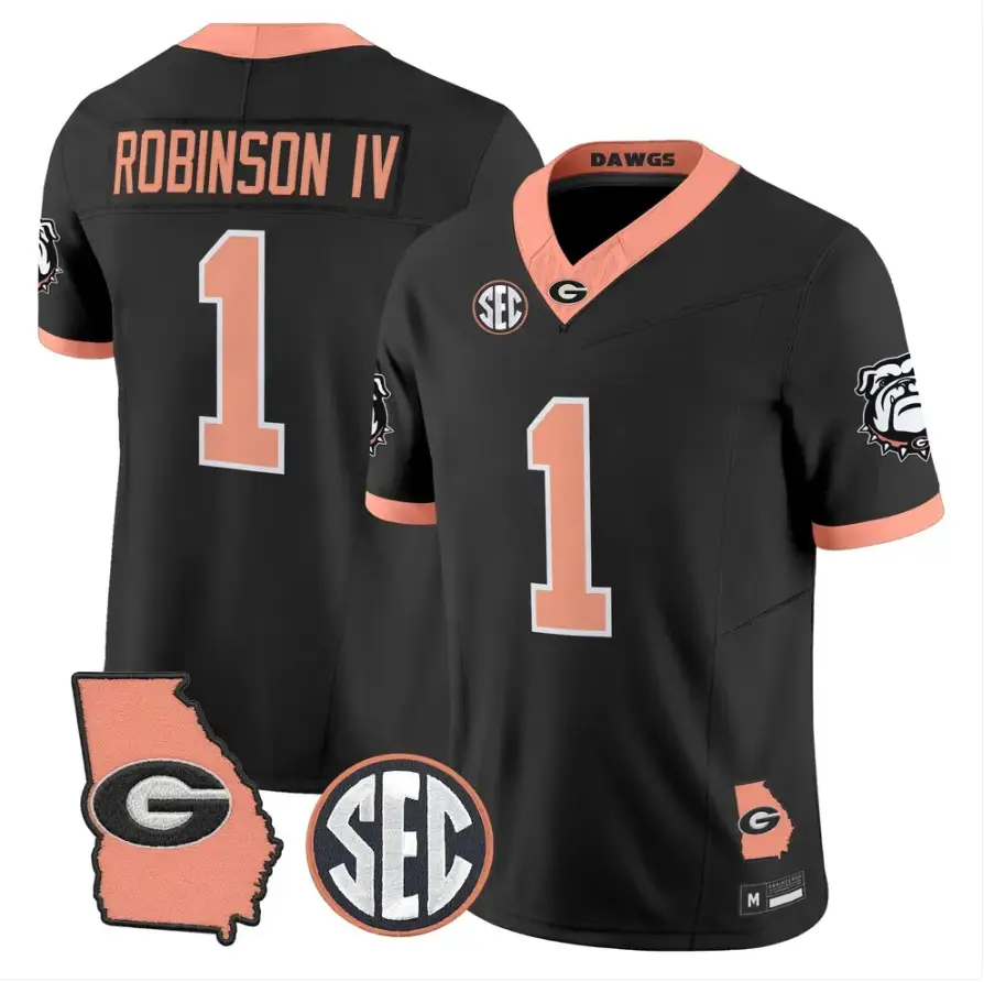 Ellis Robinson IV Jersey #1 Georgia Bulldogs 2026 The Big Peach Stitched 1 Ellis Robinson IV Jersey #1 Georgia Bulldogs 2026 The Big Peach Stitched by My Store NCAA Football Jerseys
