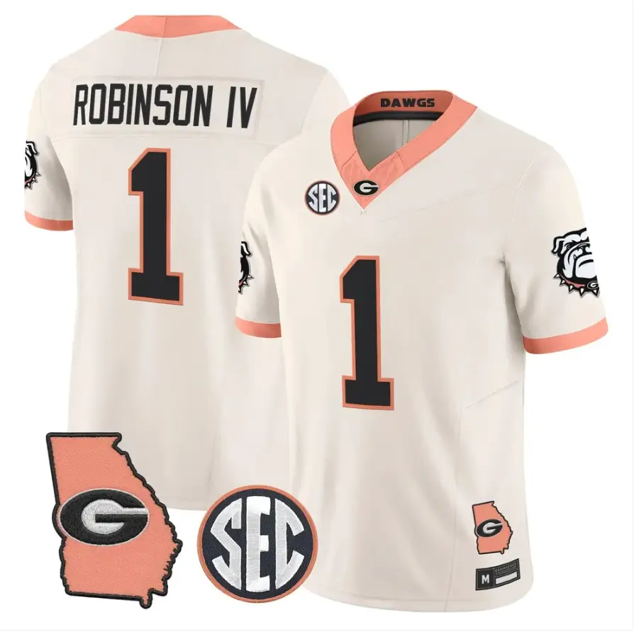 Ellis Robinson IV Jersey #1 Georgia Bulldogs 2026 The Big Peach Stitched 2 Ellis Robinson IV Jersey #1 Georgia Bulldogs 2026 The Big Peach Stitched by My Store NCAA Football Jerseys