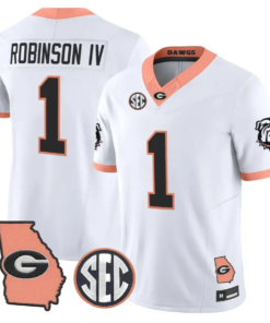 Ellis Robinson IV Jersey #1 Georgia Bulldogs 2026 The Big Peach Stitched 8 Ellis Robinson IV Jersey #1 Georgia Bulldogs 2026 The Big Peach Stitched by My Store NCAA Football Jerseys
