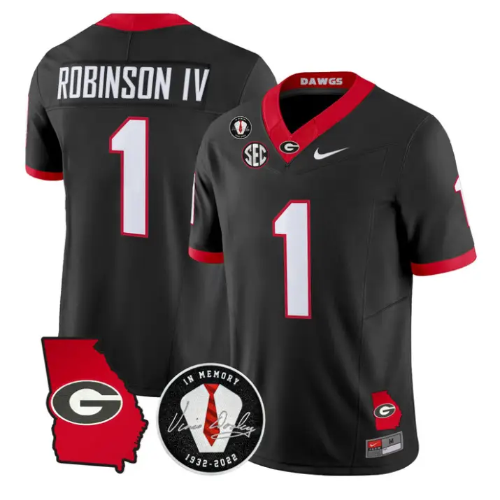 Ellis Robinson IV Jersey #1 Georgia Bulldogs 2026 Vince Dooley Stitched 1 Ellis Robinson IV Jersey #1 Georgia Bulldogs 2026 Vince Dooley Stitched by My Store NCAA Football Jerseys