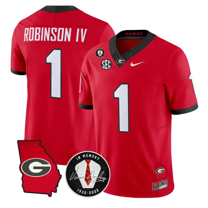 Ellis Robinson IV Jersey #1 Georgia Bulldogs 2026 Vince Dooley Stitched 2 Ellis Robinson IV Jersey #1 Georgia Bulldogs 2026 Vince Dooley Stitched by My Store NCAA Football Jerseys