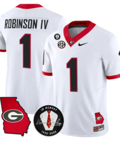 Ellis Robinson IV Jersey #1 Georgia Bulldogs 2026 Vince Dooley Stitched 6 Ellis Robinson IV Jersey #1 Georgia Bulldogs 2026 Vince Dooley Stitched by My Store NCAA Football Jerseys