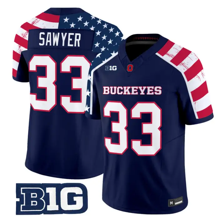 Jack Sawyer Jersey #33 Ohio State America 250 Edition Vapor Limited Stitched 1 Jeremiah Smith Jersey #4 Ohio State America 250 Edition Vapor Limited Stitched by My Store NCAA Football Jerseys