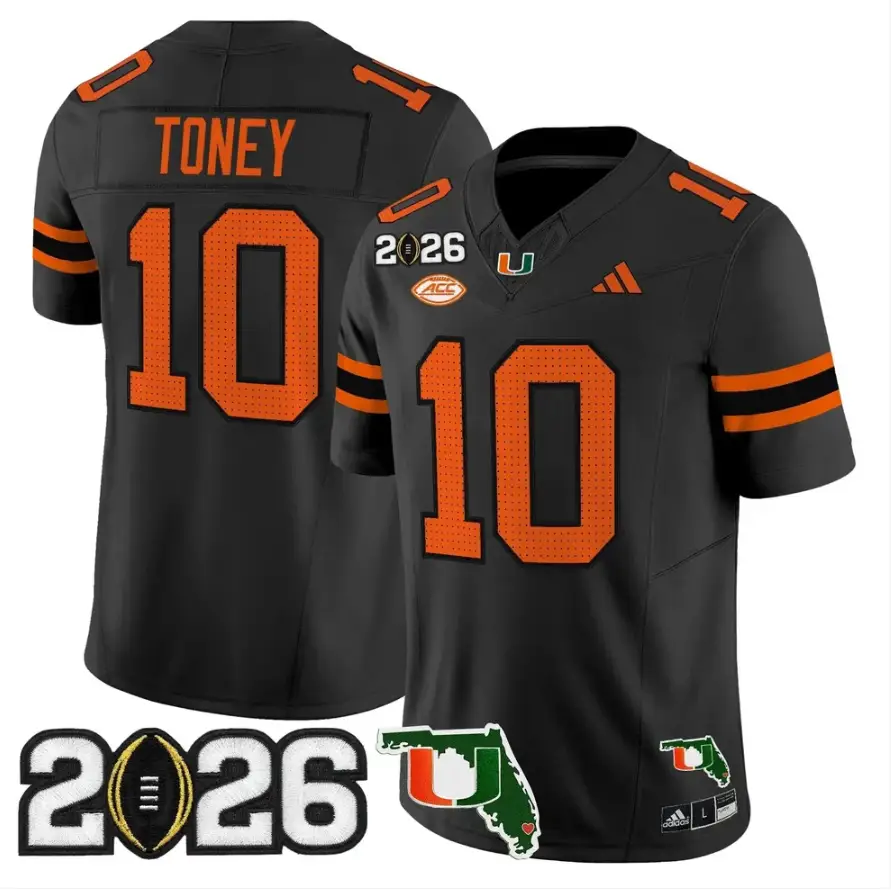 Malachi Toney Jersey #10 Miami Hurricanes 2026 CFP Final Patch Stitched 1 Malachi Toney Jersey #10 Miami Hurricanes 2026 CFP Final Patch Stitched by My Store NCAA Football Jerseys
