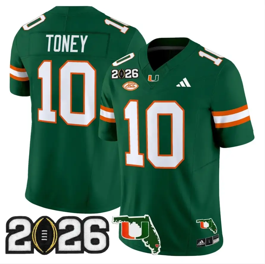 Malachi Toney Jersey #10 Miami Hurricanes 2026 CFP Final Patch Stitched 3 Malachi Toney Jersey #10 Miami Hurricanes 2026 CFP Final Patch Stitched by My Store NCAA Football Jerseys