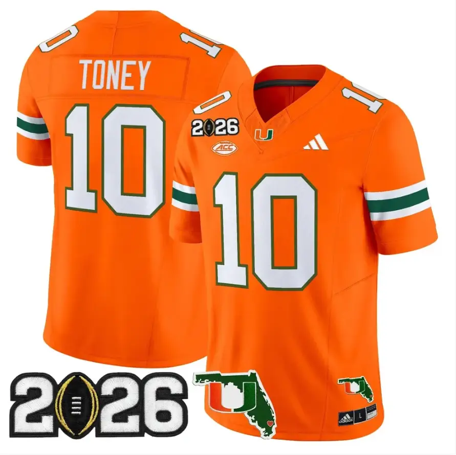 Malachi Toney Jersey #10 Miami Hurricanes 2026 CFP Final Patch Stitched 5 Malachi Toney Jersey #10 Miami Hurricanes 2026 CFP Final Patch Stitched by My Store NCAA Football Jerseys