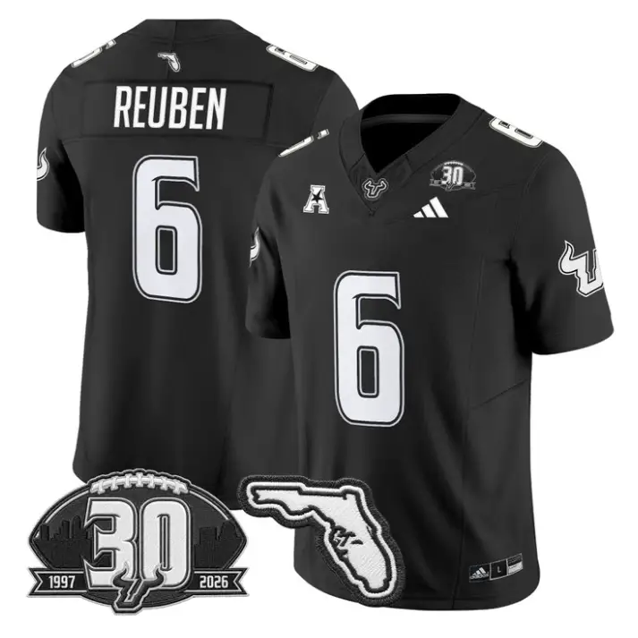 Mudia Reuben Jersey #6 South Florida Bulls 30th Patch Limited Stitched 2 Mudia Reuben Jersey #6 South Florida Bulls 30th Patch Limited Stitched by My Store NCAA Football Jerseys