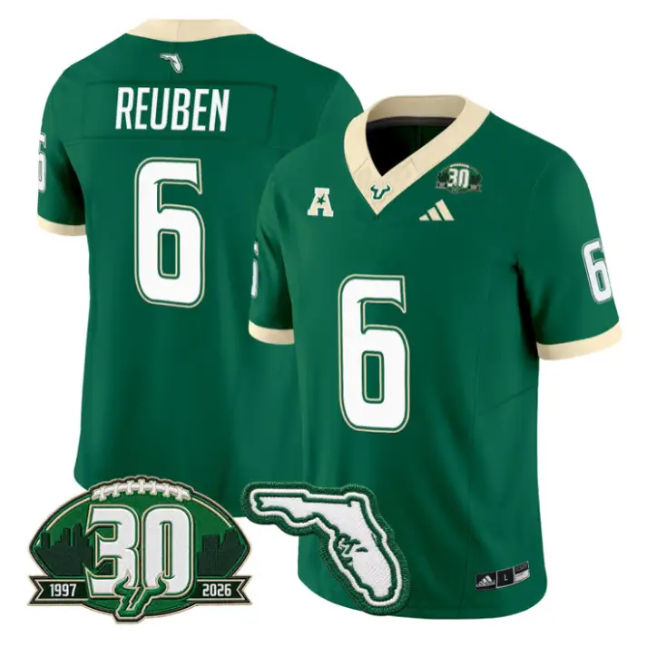 Mudia Reuben Jersey #6 South Florida Bulls 30th Patch Limited Stitched 4 Mudia Reuben Jersey #6 South Florida Bulls 30th Patch Limited Stitched by My Store NCAA Football Jerseys
