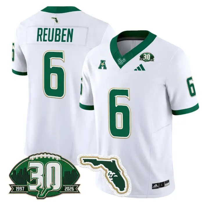 Mudia Reuben Jersey #6 South Florida Bulls 30th Patch Limited Stitched 5 Mudia Reuben Jersey #6 South Florida Bulls 30th Patch Limited Stitched by My Store NCAA Football Jerseys