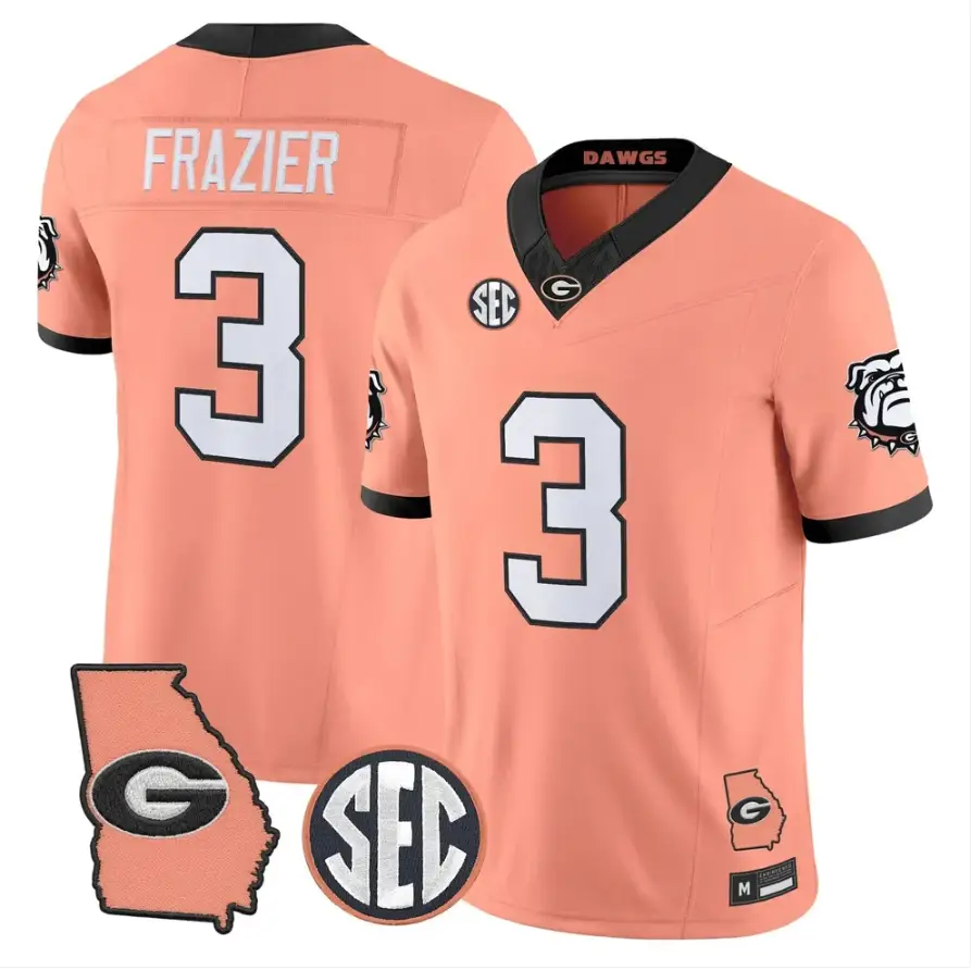 Nate Frazier Jersey #3 Georgia Bulldogs 2026 The Big Peach Stitched by My Store NCAA Football Jerseys