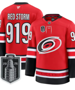 Red Storm Jersey #919 Carolina Hurricanes 2026 Stanley Cup Stitched 5 Red Storm Jersey #919 Carolina Hurricanes 2026 Stanley Cup Stitched by Hockey David