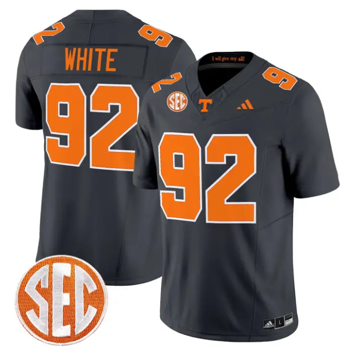 Reggie_White_Jersey_92_Tennessee_Vols_2026_Vapor_Limited_Stitched_Grey - Malcom Terry Reggie White Jersey #92 Tennessee Vols 2026 Vapor Limited Stitched by My Store NCAA Football Jerseys